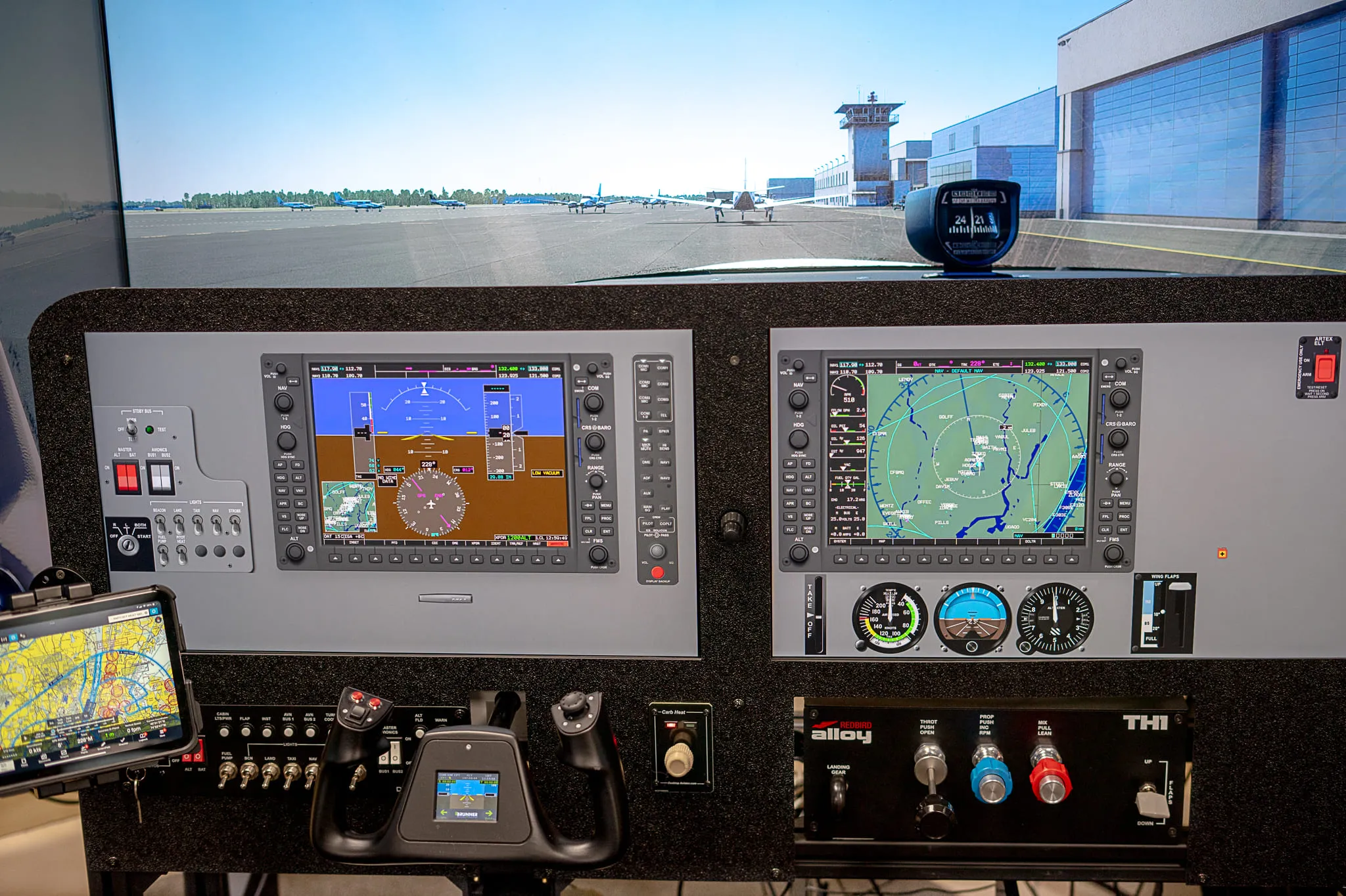 Instrument panel and wraparound visuals in the SG-2 simulator