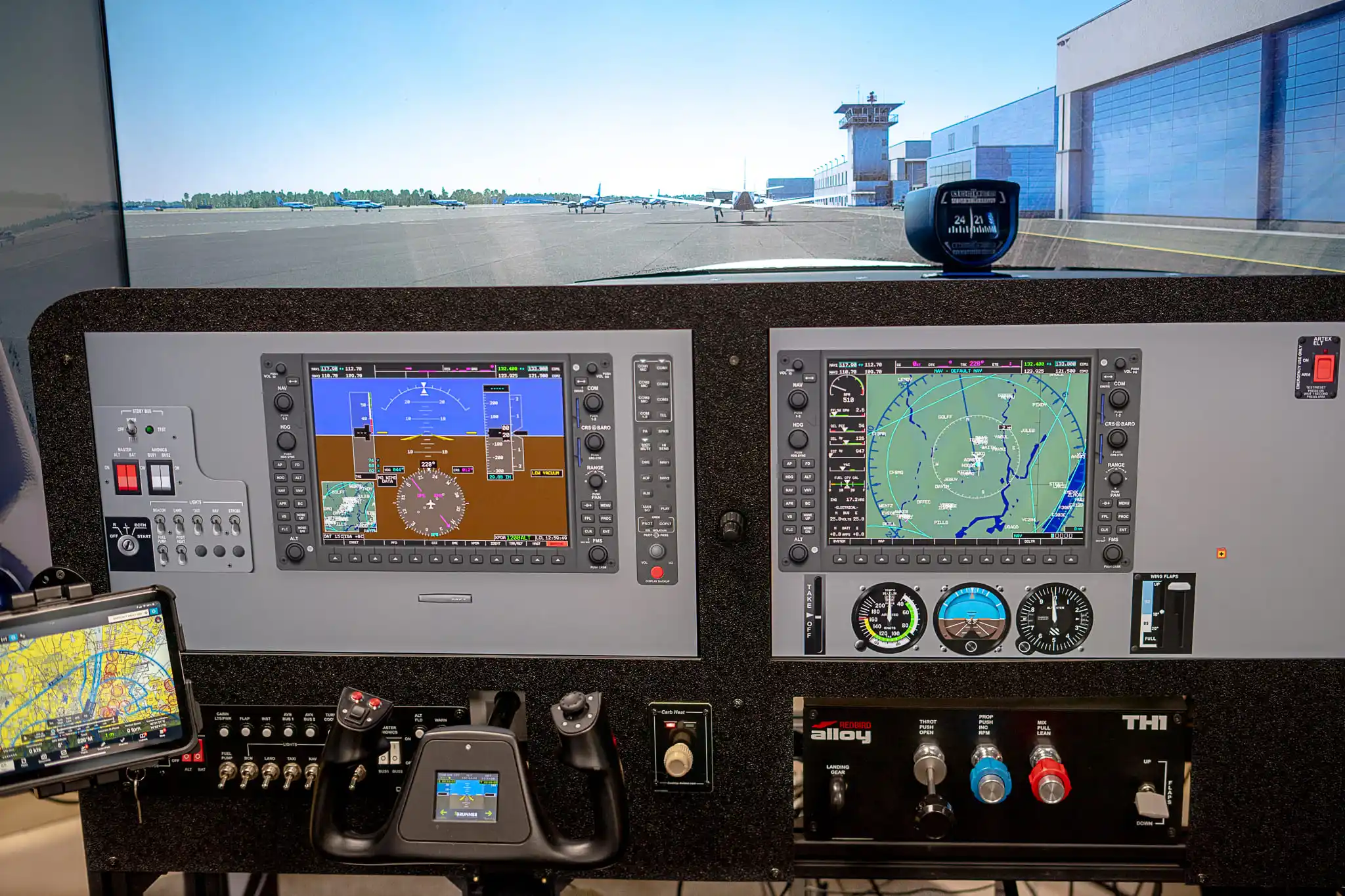 Instrument panel and wraparound visuals in the SG-2 simulator