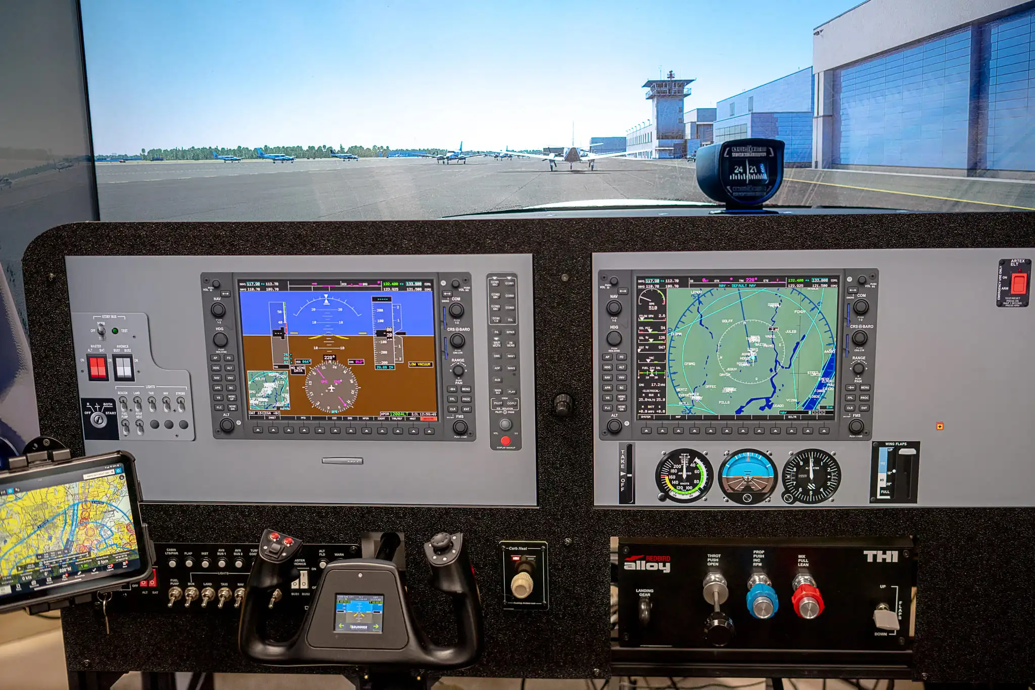 Instrument panel and wraparound visuals in the SG-2 simulator