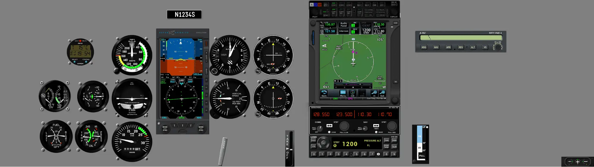 Instrument panel Cessna 172 - Aspen E5, GTN750, STEC 55