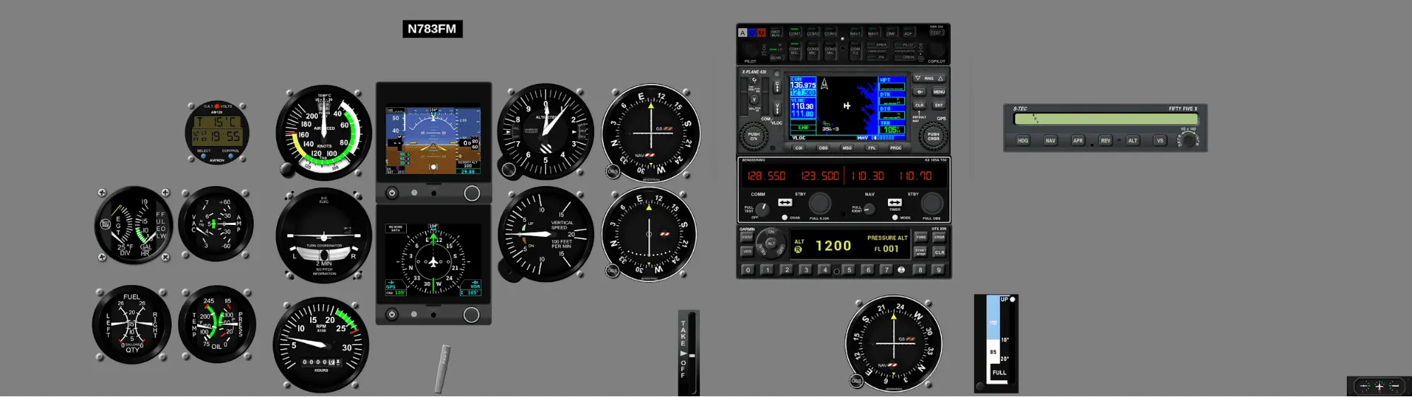 Instrument panel Cessna 172 - G5, GNS430W, STEC 55
