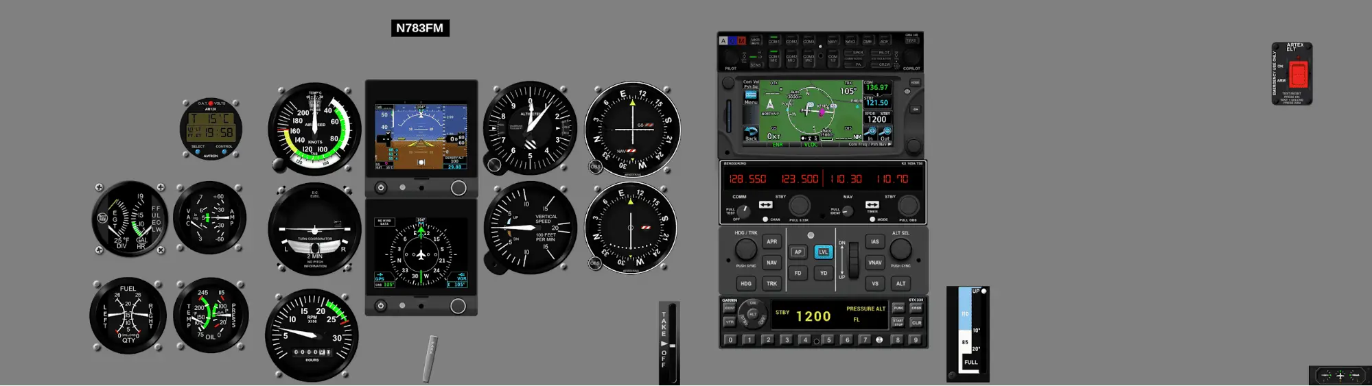 Instrument panel Cessna 172 - G5, GTN650, GFC500