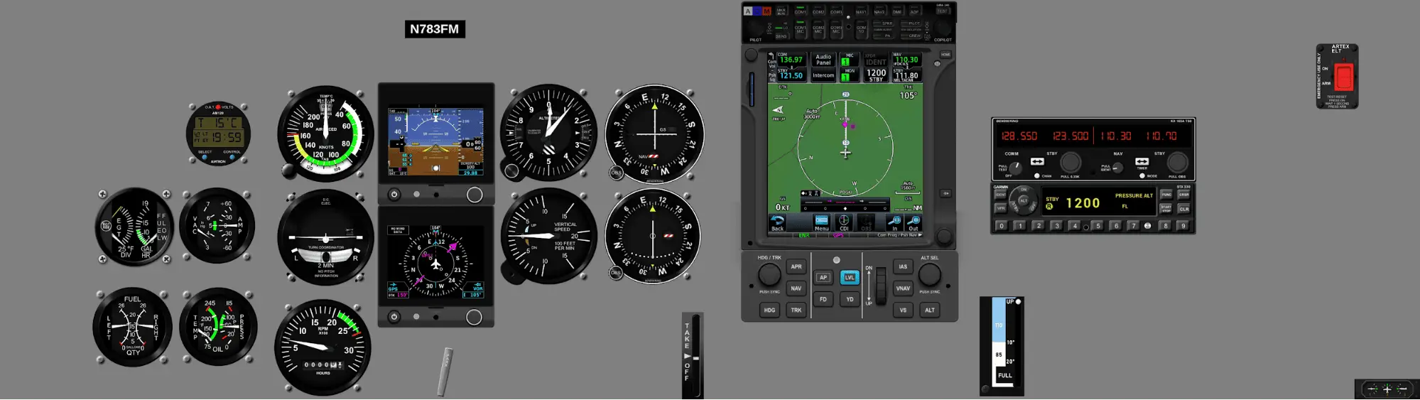 Instrument panel Cessna 172 - G5, GTN750, GFC500