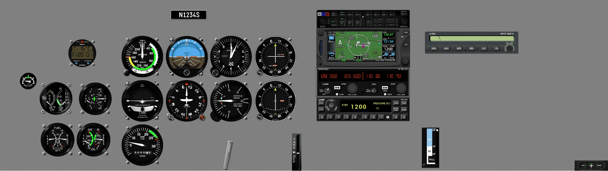 Instrument panel Cessna 172 - Round Dial, GTN650, S-TEC55