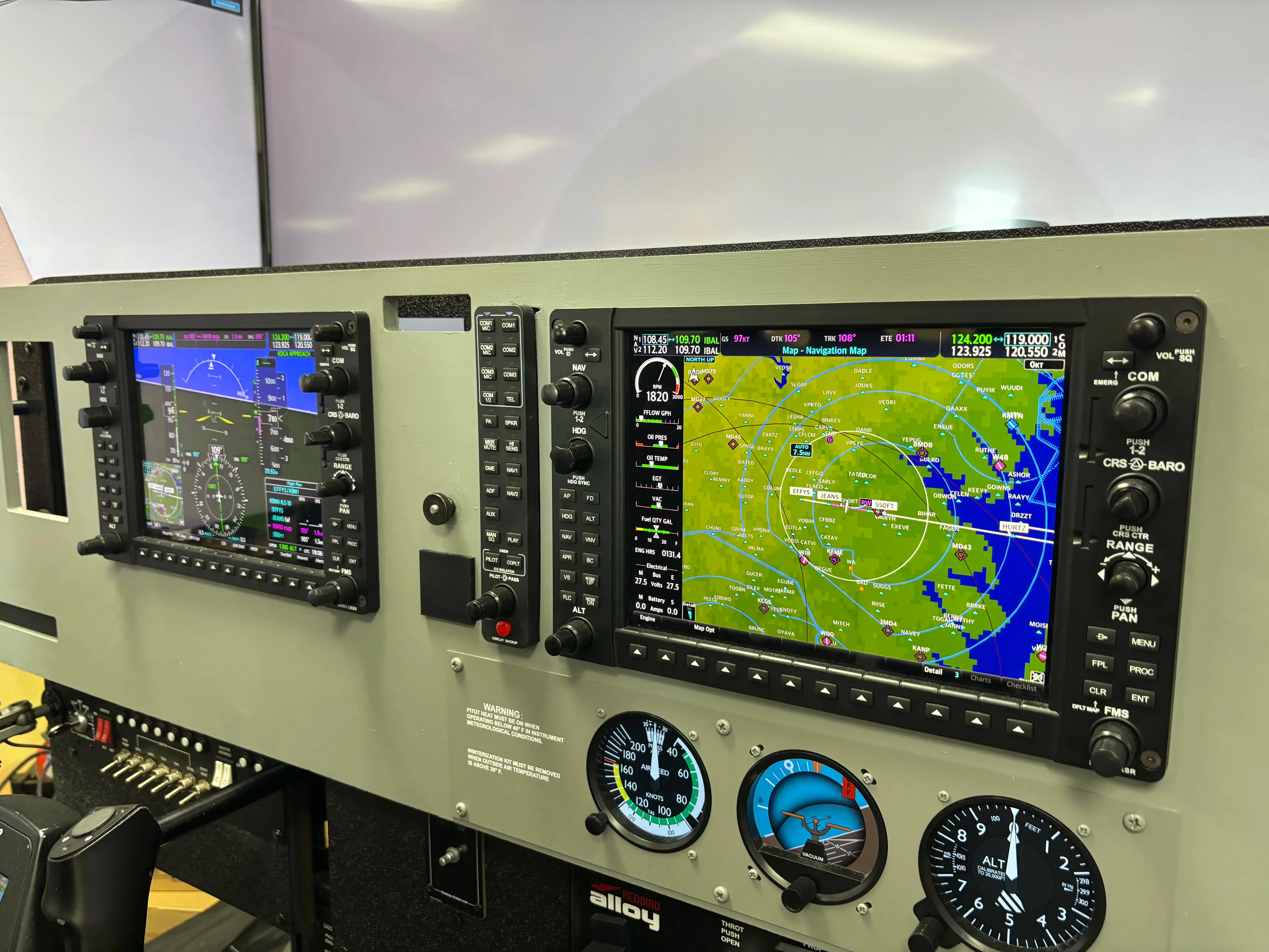 SG-2 simulator instrument panel display