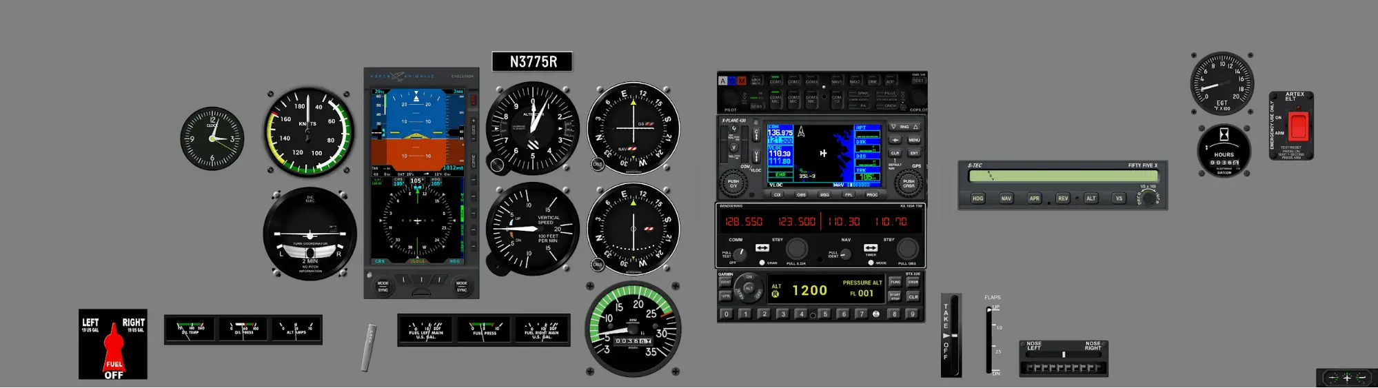 Instrument panel PA-28-161 - Aspen E5, GNS430W, STEC 55