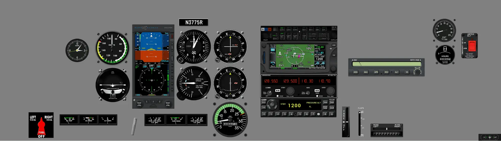 Instrument panel PA-28-161 - Aspen E5, GTN650, STEC 55
