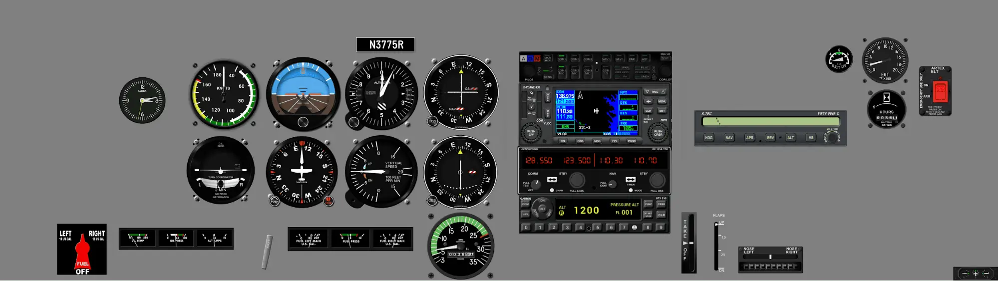 Instrument panel PA-28-161 - Round Dial, GNS430, STEC 55