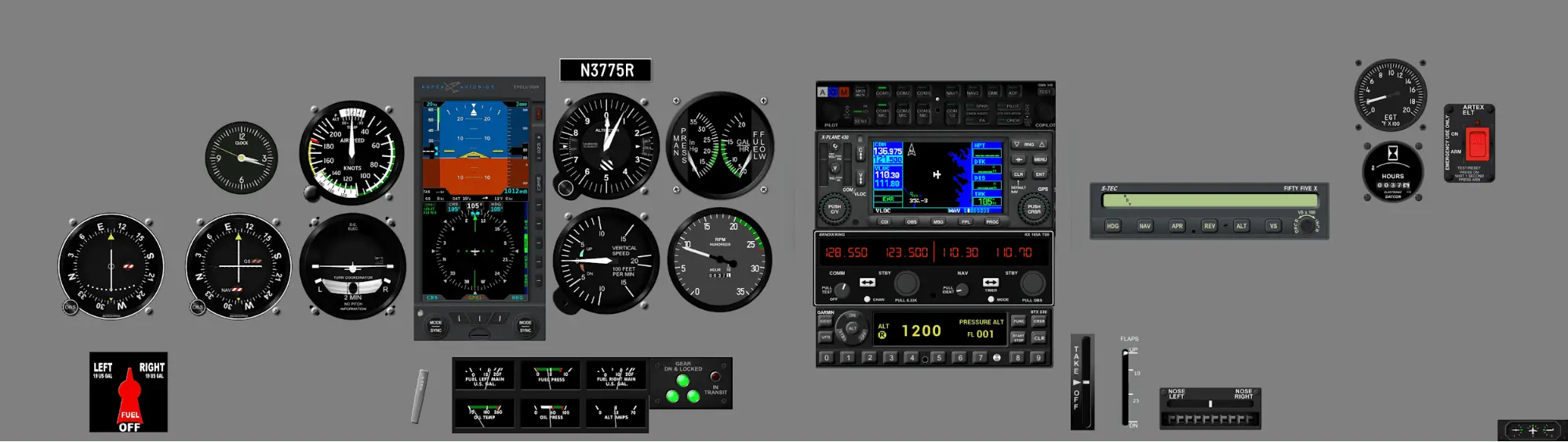 Instrument panel PA-28R-201 - Aspen E5, GNS430W, STEC 55