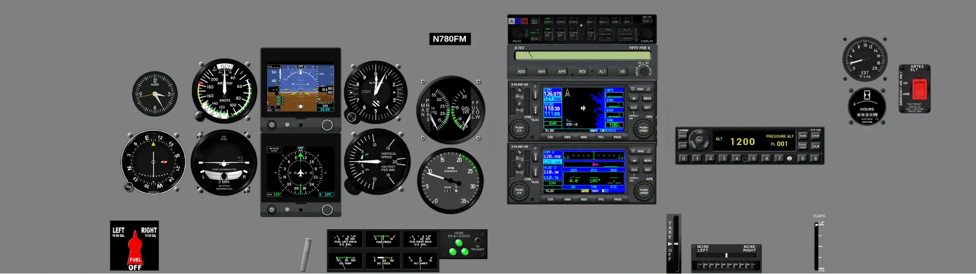Instrument panel PA-28R-201 - G5, GNS430W, STEC 55