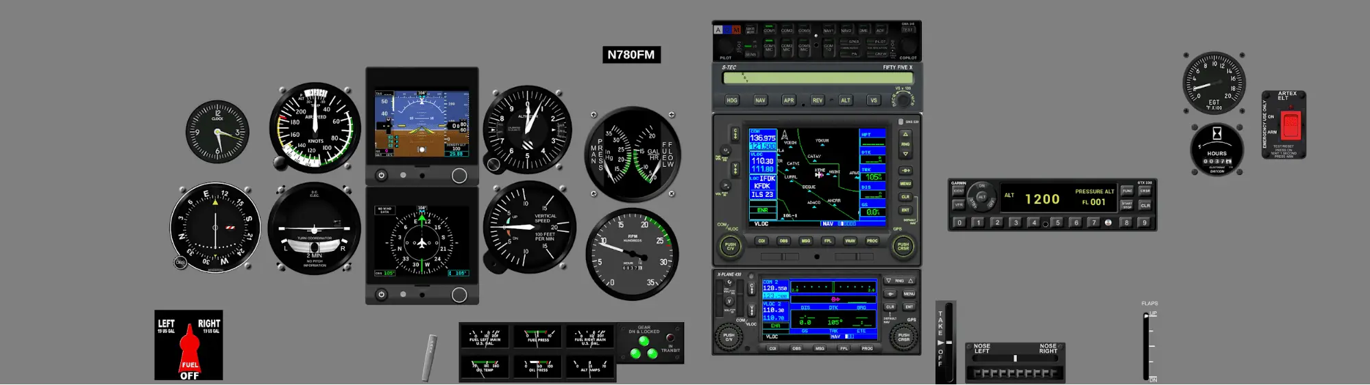 Instrument panel PA-28R-201 - G5, GNS530W, STEC 55