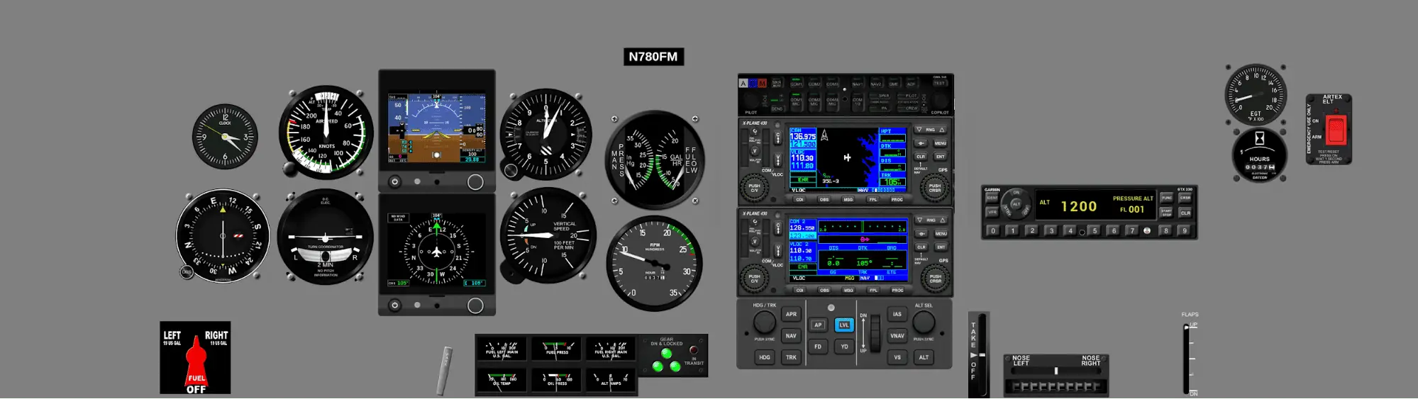 Instrument panel PA-28R-201 - GNS430W, GFC500