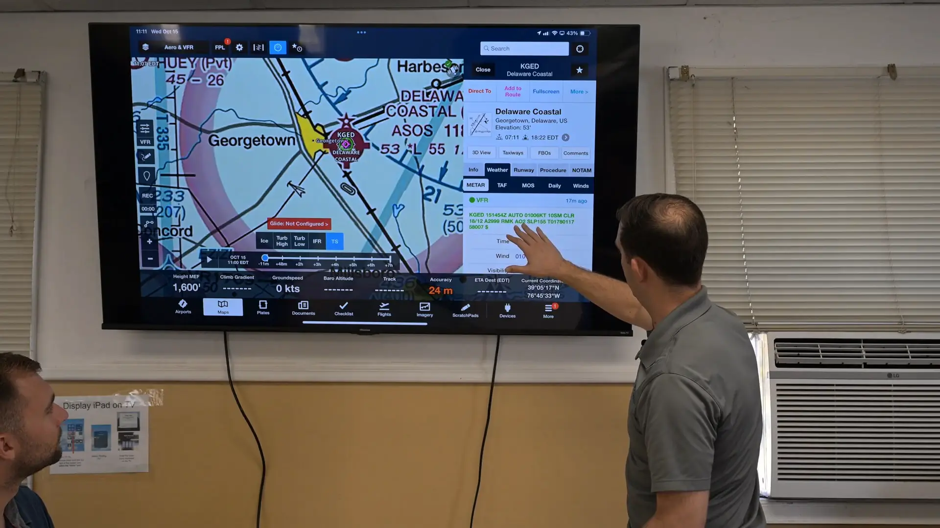 Solid Ground Aviation instructor explaining aviation charts to a student in Fort Meade, MD