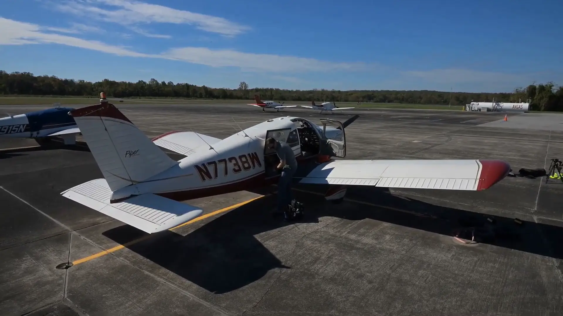 Student pilot preparing the training aircraft before a lesson