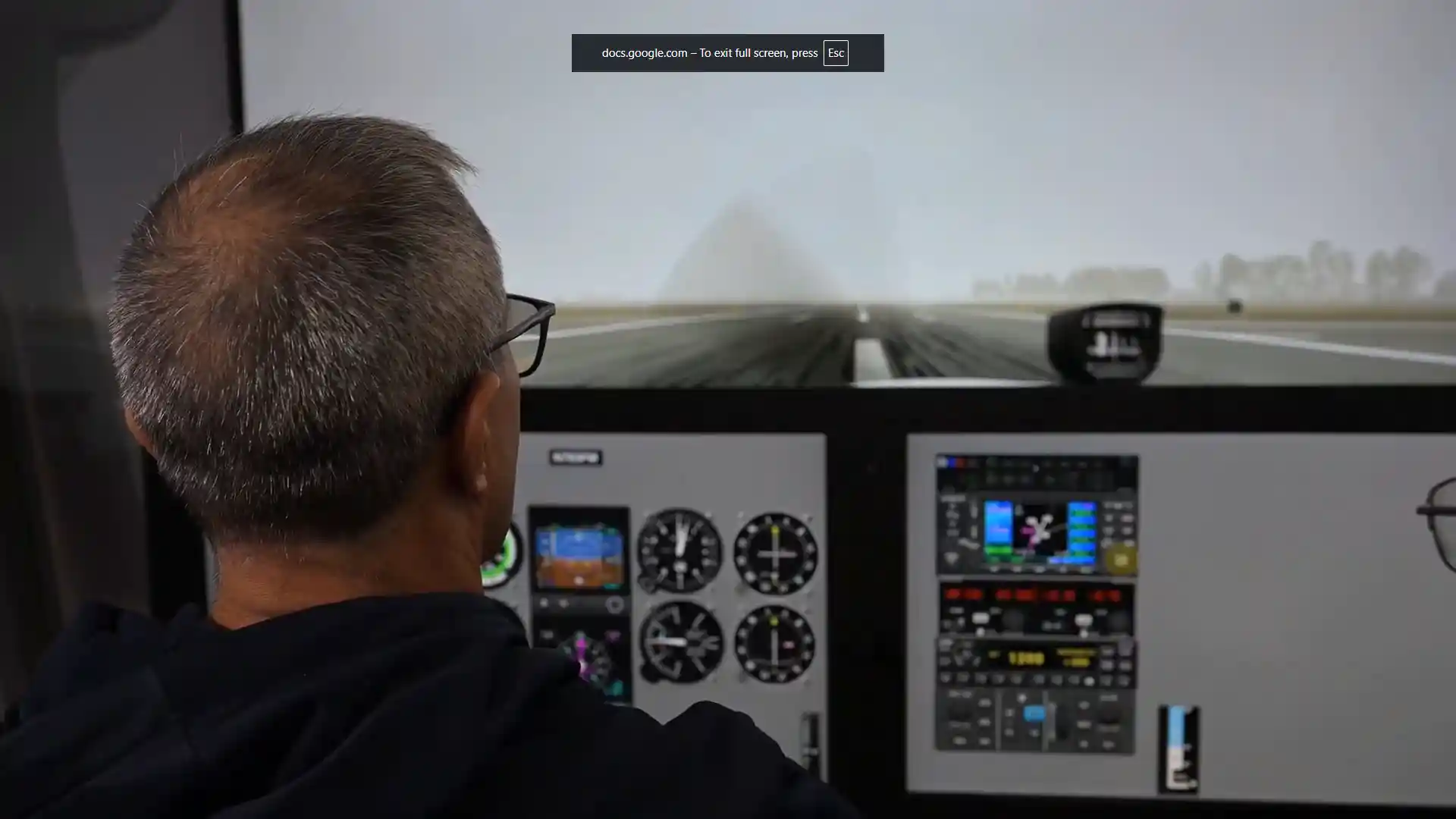 Passenger experiencing confidence-building simulator session