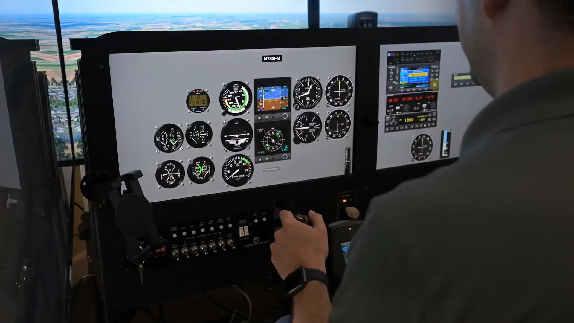 Instructor and pilot working through instrument procedures in the Solid Ground simulator